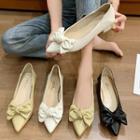 Block Heel Pointed Bow Pumps