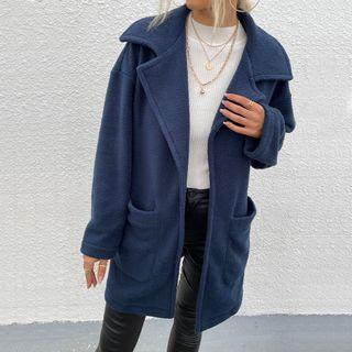 Plain Fleece Open Front Coat