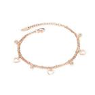 Sweet Romantic Plated Rose Gold Hollow Heart 316l Stainless Steel Double Anklet Rose Gold - One Size