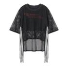Mesh Mock Two-piece Short-sleeve T-shirt