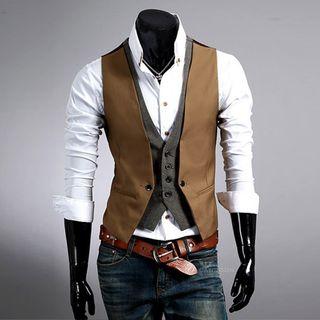 Mock Two Piece Contrast Color Vest