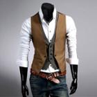 Mock Two Piece Contrast Color Vest