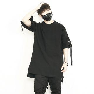 Lace-up Short-sleeve Boxy-fit T-shirt