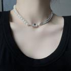 Faux Pearl Choker Necklace Faux Pearl - Silver - One Size