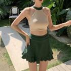 Set: Sleeveless Two Tone Swim Top + Bottom + Skirt