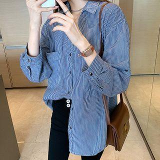 Striped Denim Shirt Stripes - Medium Blue - One Size