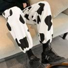 Dairy Cow Print Fleece-lined Harem Pants