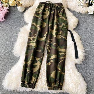 Drawstring Camouflage Harem Pants