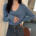 V-neck Slim-fit Knit Sweater