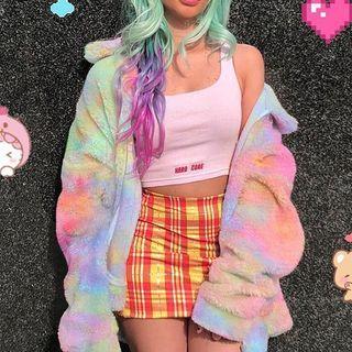 Rainbow Print Zip Up Jacket