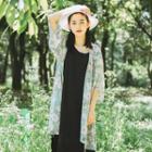 Elbow-sleeve Floral Chiffon Jacket