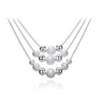 Fashion Multilayer Ball Bead Necklace Silver - One Size