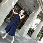 Sleeveless Crop Wide Leg Jumpsuit
