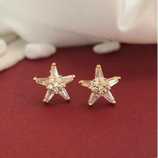 Rhinestone Star Stud Earring 1 Pair - Star - One Size