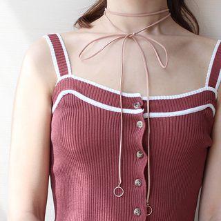 Faux Suede Bow Layered Choker Pink - One Size