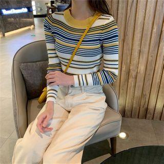 Contrast Stripe Long-sleeve Sweater
