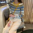 Contrast Stripe Long-sleeve Sweater