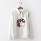 Inset Shirt Rabbit Print Sweater