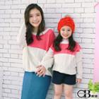 Family Matching Color-block Cable-knit Top