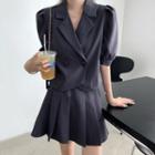 Double-breasted Short-sleeve Blazer / Mini A-line Skirt
