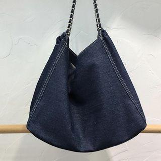 Chain Denim Tote Bag