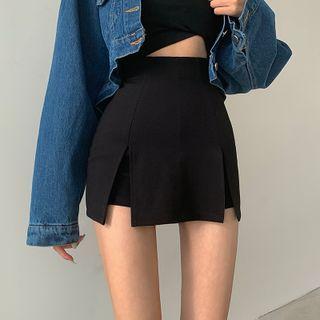 Slit Mini Pencil Skort