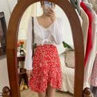 Frilled Floral Wrap Miniskirt