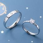 Set Of 2: Rhinestone Open Ring Silver - One Size