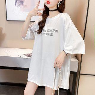 Elbow-sleeve Lettering Wing T-shirt