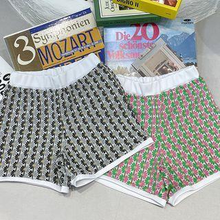Flower-jacquard Ringer Shorts