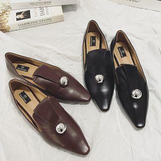 Metal Ball Pointy Toe Loafers