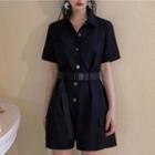 Short-sleeve Belted Playsuit