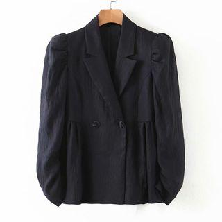 Puff-sleeve Double-breasted Blazer