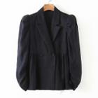Puff-sleeve Double-breasted Blazer