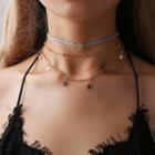Set: Rhinestone Star Choker + Star Layered Necklace 01 - 10295 - As Shown In Figure - One Size