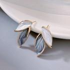 Leaf Sterling Silver Earring 1 Pair - Gold & White - One Size