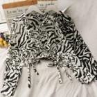 Tie-waist Tiger-print Crop Shirt