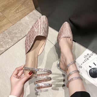 Rhinestone Low Heel Roman Sandals