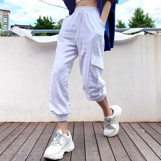 Linen Blend Cargo Jogger Pants