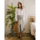 Button-front Checked Long Skirt