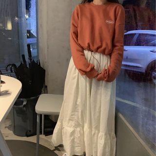 Letter Printed Sweatshirt / High-waist Plain Mermaid Skirt