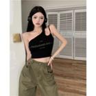 Asymmetrical Cropped Camisole Top / Wide Leg Cargo Pants
