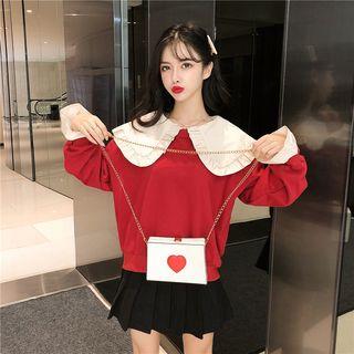 Ruffle Trim Peter-pan Collar Top