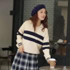Striped Polo Sweater Light Almond - One Size