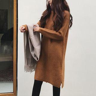 Long Sleeve Plain Knit Dress