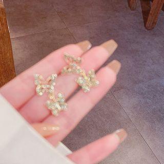Rhinestone Butterfly Drop Earring E3040 - 1 Pair - Gold - One Size