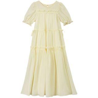 Short-sleeve Ruffle Trim Mesh Midi Dress