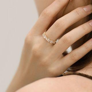 S925 Sterling Silver Rhinestone Open Ring