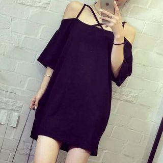Lattice Off-shoulder Open Back Dress