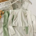 Off-shoulder Skinny Crop Knit Top In 5 Colors